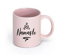 AYUEHBN Ceramics Porcelain Coffee Mugs Namaste Meditation Yoga Studio Relax （11oz/320ml） for Coffee, Soup, Tea, Milk, Latte, hot Cocoa, Ladies, Men Pink