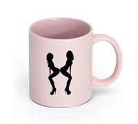 AYUEHBN Ceramics Porcelain Coffee Mugs Silhouette Sex Appeal Women Adult Home （11oz/320ml） Ceramic Coffee Mug for Cappuccino Tea, Milk, Pink