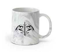 AYUEHBN Ceramics Porcelain Coffee Mugs Swords Dragons Fantasy Kids Man Cave （11oz/320ml） for Coffee, Soup, Tea, Milk, Latte, hot Cocoa, Ladies, Men Marble Black