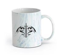 AYUEHBN Ceramics Porcelain Coffee Mugs Swords Dragons Fantasy Kids Man Cave （11oz/320ml） for Coffee, Soup, Tea, Milk, Latte, hot Cocoa, Ladies, Men Marble Blue
