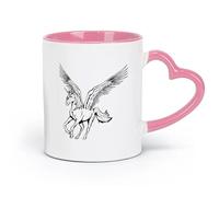 AYUEHBN Ceramics Porcelain Coffee Mugs Unicorn Fantasy World Myth Pegasus Wings （11oz/320ml） Ceramic Coffee Mug for Cappuccino Tea, Milk, Pink