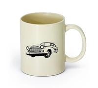AYUEHBN Ceramics Porcelain Coffee Mugs Vintage Car Road Path Race Speed （11oz/320ml） Coffee, Tea, Latte, Milk, Cocoa, Juice and Other Hot Drinks Light Yellow