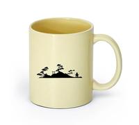 AYUEHBN Ceramics Porcelain Cup Japan Japanese Pagoda Japan Japanese Tample Shintoism （11oz/320ml） and Mulled Drinks, Espresso Beige