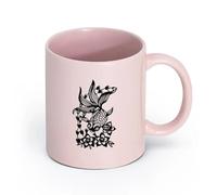 AYUEHBN Ceramics Porcelain Cup Japanese Goldfish Aquarium Flowers Asian Style （11oz/320ml） Cappuccino, Latte Macchiato, Tea, Espresso Pink