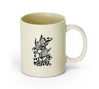 AYUEHBN Ceramics Porcelain Cup Japanese Goldfish Aquarium Flowers Asian Style （11oz/320ml） Cappuccino, Latte Macchiato, Tea, Espresso Light Yellow