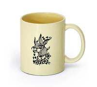 AYUEHBN Ceramics Porcelain Cup Japanese Goldfish Aquarium Flowers Asian Style （11oz/320ml） Cappuccino, Latte Macchiato, Tea, Espresso Beige