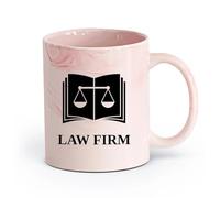 AYUEHBN Ceramics Porcelain Cup Law Firm Office Lawyer Scales Book Justice （11oz/320ml） Humorous Gift for Coffee Lovers, Work Besties, Coworkers & Friends Marble Pink