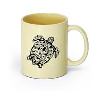 AYUEHBN Ceramics Porcelain Cup Sea Animal Turtle Ocean Marine Style Shell （11oz/320ml） for Coffee, Soup, Tea, Milk, Latte, hot Cocoa, Ladies, Men Beige