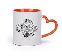 AYUEHBN Ceramics Porcelain Cups Jaguar Panther Jungle Hunter Big Cat Animal （11oz/320ml） for Coffee, Soup, Tea, Milk, Latte, hot Cocoa, Ladies, Men Orange