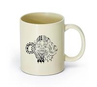 AYUEHBN Ceramics Porcelain Cups Jaguar Panther Jungle Hunter Big Cat Animal （11oz/320ml） for Coffee, Soup, Tea, Milk, Latte, hot Cocoa, Ladies, Men Light Yellow