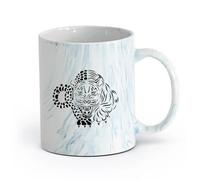 AYUEHBN Ceramics Porcelain Cups Jaguar Panther Jungle Hunter Big Cat Animal （11oz/320ml） for Coffee, Soup, Tea, Milk, Latte, hot Cocoa, Ladies, Men Marble Blue