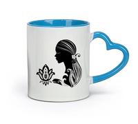 AYUEHBN Ceramics Porcelain Cups Lotus Beautiful Girl Meditation Relax Yoga （11oz/320ml） Coffee, Tea, Latte, Milk, Cocoa, Juice and Other Hot Drinks Blue