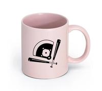 AYUEHBN Ceramics Porcelain Latte Tea Cup Baseball Bits Game Player Sport Field （11oz/320ml） Office, Home, Café, Dishwasher & Microwave Safe Pink