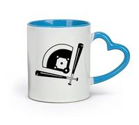 AYUEHBN Ceramics Porcelain Latte Tea Cup Baseball Bits Game Player Sport Field （11oz/320ml） Office, Home, Café, Dishwasher & Microwave Safe Blue