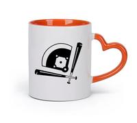 AYUEHBN Ceramics Porcelain Latte Tea Cup Baseball Bits Game Player Sport Field （11oz/320ml） Office, Home, Café, Dishwasher & Microwave Safe Orange