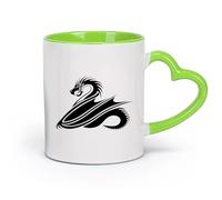 AYUEHBN Ceramics Porcelain Latte Tea Cup Fantasy Chinese Dragon Asian Style （11oz/320ml） Coffee, Tea, Latte, Milk, Cocoa, Juice and Other Hot Drinks Green