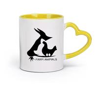 AYUEHBN Ceramics Porcelain Latte Tea Cup Farm Animal Cow Chicken Egg Pig Village （11oz/320ml） Cappuccino, Latte Macchiato, Tea, Espresso Yellow