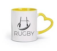 AYUEHBN Ceramics Porcelain Latte Tea Cup Game Club Rugby Tough Sport Teams （11oz/320ml） Coffee, Tea, Latte, Milk, Cocoa, Juice and Other Hot Drinks Yellow