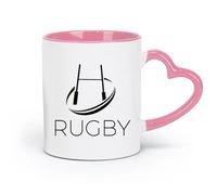 AYUEHBN Ceramics Porcelain Latte Tea Cup Game Club Rugby Tough Sport Teams （11oz/320ml） Coffee, Tea, Latte, Milk, Cocoa, Juice and Other Hot Drinks Pink