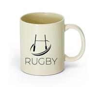AYUEHBN Ceramics Porcelain Latte Tea Cup Game Club Rugby Tough Sport Teams （11oz/320ml） Coffee, Tea, Latte, Milk, Cocoa, Juice and Other Hot Drinks Light Yellow