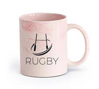 AYUEHBN Ceramics Porcelain Latte Tea Cup Game Club Rugby Tough Sport Teams （11oz/320ml） Coffee, Tea, Latte, Milk, Cocoa, Juice and Other Hot Drinks Marble Pink