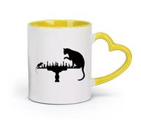 AYUEHBN Ceramics Porcelain Latte Tea Cup Home ation Funny Chess Cat Mouse （11oz/320ml） Coffee, Tea, Latte, Milk, Cocoa, Juice and Other Hot Drinks Yellow