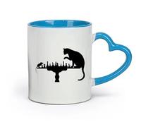AYUEHBN Ceramics Porcelain Latte Tea Cup Home ation Funny Chess Cat Mouse （11oz/320ml） Coffee, Tea, Latte, Milk, Cocoa, Juice and Other Hot Drinks Blue