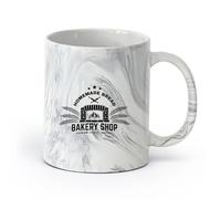 AYUEHBN Ceramics Porcelain Latte Tea Cup Homemade Bread Product Bakery Shop Oven （11oz/320ml） Office, Home, Café, Dishwasher & Microwave Safe Marble Black