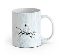 AYUEHBN Ceramics Porcelain Latte Tea Cup Naked Woman Girl Sketch Beach Relax （11oz/320ml） Coffee, Tea, Latte, Milk, Cocoa, Juice and Other Hot Drinks Marble Blue