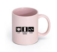 AYUEHBN Ceramics Porcelain Latte Tea Cup Programmer Lifestyle Funny Programming （11oz/320ml） Office, Home, Café, Dishwasher & Microwave Safe Pink