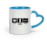 AYUEHBN Ceramics Porcelain Latte Tea Cup Programmer Lifestyle Funny Programming （11oz/320ml） Office, Home, Café, Dishwasher & Microwave Safe Blue