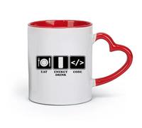 AYUEHBN Ceramics Porcelain Latte Tea Cup Programmer Lifestyle Funny Programming （11oz/320ml） Office, Home, Café, Dishwasher & Microwave Safe Red