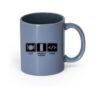 AYUEHBN Ceramics Porcelain Latte Tea Cup Programmer Lifestyle Funny Programming （11oz/320ml） Office, Home, Café, Dishwasher & Microwave Safe Blue-Gray