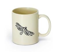 AYUEHBN Ceramics Stoneware Coffee Mugs with Handle Abstract Flying Owl Wings Bird （11oz/320ml） Great for Home, Office, Cafes, Gift Ideas Light Yellow