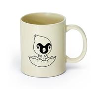 AYUEHBN Ceramics Stoneware Coffee Mugs with Handle Chicken Chick Bird Nursery （11oz/320ml） Ceramic Coffee Mug for Cappuccino Tea, Milk, Light Yellow