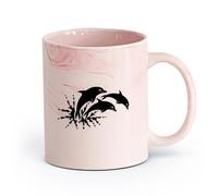 AYUEHBN Ceramics Stoneware Coffee Mugs with Handle Dolphins Marine Animals Ocean （11oz/320ml） Stylish & Durable - Microwave & Dishwasher Safe Marble Pink