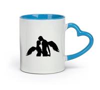 AYUEHBN Ceramics Stoneware Coffee Mugs with Handle Love Sex Angels （11oz/320ml） for Coffee, Soup, Tea, Milk, Latte, hot Cocoa, Ladies, Men Blue