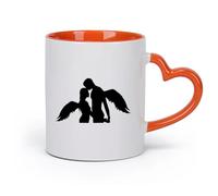 AYUEHBN Ceramics Stoneware Coffee Mugs with Handle Love Sex Angels （11oz/320ml） for Coffee, Soup, Tea, Milk, Latte, hot Cocoa, Ladies, Men Orange