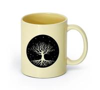 AYUEHBN Ceramics Stoneware Coffee Mugs with Handle Night Tree Branch Roots Stars （11oz/320ml） Stylish & Durable - Microwave & Dishwasher Safe Beige