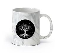 AYUEHBN Ceramics Stoneware Coffee Mugs with Handle Night Tree Branch Roots Stars （11oz/320ml） Stylish & Durable - Microwave & Dishwasher Safe Marble Black