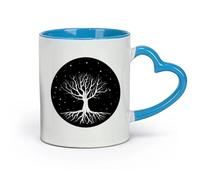 AYUEHBN Ceramics Stoneware Coffee Mugs with Handle Night Tree Branch Roots Stars （11oz/320ml） Stylish & Durable - Microwave & Dishwasher Safe Blue