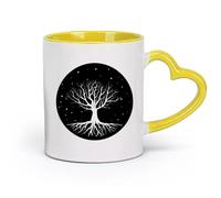 AYUEHBN Ceramics Stoneware Coffee Mugs with Handle Night Tree Branch Roots Stars （11oz/320ml） Stylish & Durable - Microwave & Dishwasher Safe Yellow