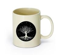AYUEHBN Ceramics Stoneware Coffee Mugs with Handle Night Tree Branch Roots Stars （11oz/320ml） Stylish & Durable - Microwave & Dishwasher Safe Light Yellow