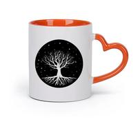 AYUEHBN Ceramics Stoneware Coffee Mugs with Handle Night Tree Branch Roots Stars （11oz/320ml） Stylish & Durable - Microwave & Dishwasher Safe Orange
