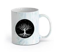 AYUEHBN Ceramics Stoneware Coffee Mugs with Handle Night Tree Branch Roots Stars （11oz/320ml） Stylish & Durable - Microwave & Dishwasher Safe Marble Blue