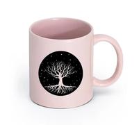 AYUEHBN Ceramics Stoneware Coffee Mugs with Handle Night Tree Branch Roots Stars （11oz/320ml） Stylish & Durable - Microwave & Dishwasher Safe Pink