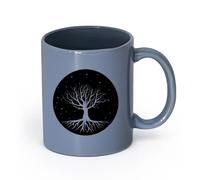 AYUEHBN Ceramics Stoneware Coffee Mugs with Handle Night Tree Branch Roots Stars （11oz/320ml） Stylish & Durable - Microwave & Dishwasher Safe Blue-Gray