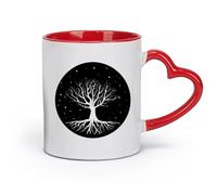 AYUEHBN Ceramics Stoneware Coffee Mugs with Handle Night Tree Branch Roots Stars （11oz/320ml） Stylish & Durable - Microwave & Dishwasher Safe Red