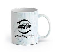 AYUEHBN Ceramics Stylish Coffee Mug Car Repair Racing Speed Trace Auto Service （11oz/320ml） Cappuccino, Latte Macchiato, Tea, Espresso Marble Blue