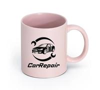 AYUEHBN Ceramics Stylish Coffee Mug Car Repair Racing Speed Trace Auto Service （11oz/320ml） Cappuccino, Latte Macchiato, Tea, Espresso Pink